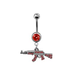 Belly Button Rings Gun Dangle Navel Ring Clear Gem Belly Button Ring Body Piercing Jewelry Belly Piercing for Women