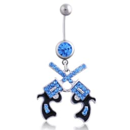 Belly Button Rings Gun Dangle Navel Ring Clear Gem Belly Button Ring Body Piercing Jewelry Belly Piercing for Women