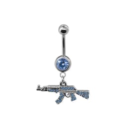 Belly Button Rings Gun Dangle Navel Ring Clear Gem Belly Button Ring Body Piercing Jewelry Belly Piercing for Women