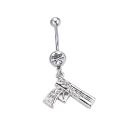 Belly Button Rings Gun Dangle Navel Ring Clear Gem Belly Button Ring Body Piercing Jewelry Belly Piercing for Women