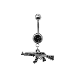 Belly Button Rings Gun Dangle Navel Ring Clear Gem Belly Button Ring Body Piercing Jewelry Belly Piercing for Women