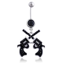 Belly Button Rings Gun Dangle Navel Ring Clear Gem Belly Button Ring Body Piercing Jewelry Belly Piercing for Women