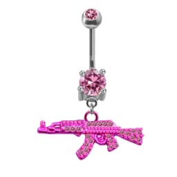 Belly Button Rings Gun Dangle Navel Ring Clear Gem Belly Button Ring Body Piercing Jewelry Belly Piercing for Women