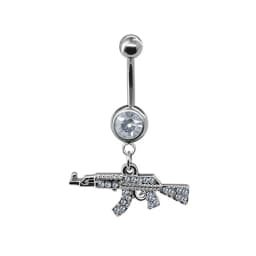 Belly Button Rings Gun Dangle Navel Ring Clear Gem Belly Button Ring Body Piercing Jewelry Belly Piercing for Women