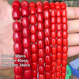 Natural Red Coral Bead Irregular Chip Drum Drop Rice Round Loose Stone Beads for Jewelry Making DIY Handmade Craft Bracelet 15''