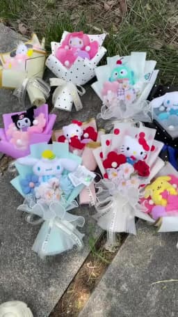 Cartoon My Melody Kuromi Cinnamoroll Kt Cat Plush Doll Creative Flower Bouquet Valentine Christmas Graduation Birthday Gift