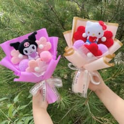 Cartoon My Melody Kuromi Cinnamoroll Kt Cat Plush Doll Creative Flower Bouquet Valentine Christmas Graduation Birthday Gift
