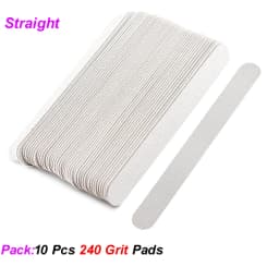 10 Pcs Half Moon Removable Sandpaper Nail File With Steel Handle 80/100/180/240 Metal Replacement Files Pads Disposable Manicure