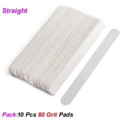 10 Pcs Half Moon Removable Sandpaper Nail File With Steel Handle 80/100/180/240 Metal Replacement Files Pads Disposable Manicure