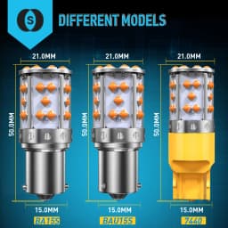 A Pack 1156 P21W Ba15s Bau15s PY21W 7507 LED Canbus No Hyper Flash Turn Signal Light Bulb Built-in Resistor Error Free Orange