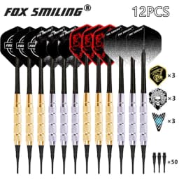 12PCS Dart 18g Electronic Soft Tip Darts With 9PCS Flights,60PCS Rubber O Ring, 50PCS Soft Tips