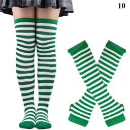 Women Girls Over Knee Long Stripe Printed Thigh High Striped Cotton Socks Gloves Sweet Cute Plus Size Overknee Socks Long Gloves