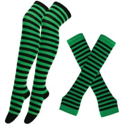 Women Girls Over Knee Long Stripe Printed Thigh High Striped Cotton Socks Gloves Sweet Cute Plus Size Overknee Socks Long Gloves