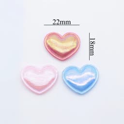 100Pcs 22*18mm Colorful Heart Applique for Handmade Hat Crafts Clothes Sewing Patches DIY Headwear Clips Bow Decor Accessories