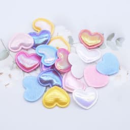 100Pcs 22*18mm Colorful Heart Applique for Handmade Hat Crafts Clothes Sewing Patches DIY Headwear Clips Bow Decor Accessories