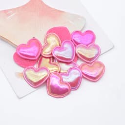 100Pcs 22*18mm Colorful Heart Applique for Handmade Hat Crafts Clothes Sewing Patches DIY Headwear Clips Bow Decor Accessories