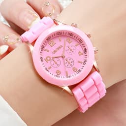 5PCS Women's Watches Fashion Silicone Band Analog Quartz Watch Set(Without Box)