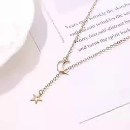 New Simple Moon Star Pendant Choker Necklace Simple Gold Color Alloy Charm Chain Collares Necklace For Women Party Jewelry
