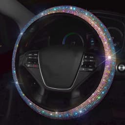 38cm Universal Car SUV Breathable Anti-Slip Bling Rhinestones Steering Wheel Cover for Women Girl with Crystal Diamond Sparkling