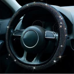 38cm Universal Car SUV Breathable Anti-Slip Bling Rhinestones Steering Wheel Cover for Women Girl with Crystal Diamond Sparkling