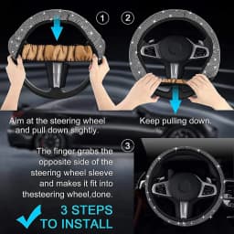38cm Universal Car SUV Breathable Anti-Slip Bling Rhinestones Steering Wheel Cover for Women Girl with Crystal Diamond Sparkling