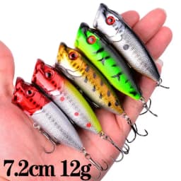 5pcs Topwater Popper Fishing Lures 3d Eyes Hard Baits Artificial Wobblers Plastic Fishing Tackle Isca Artificial Surface Bait