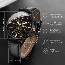 4PCS Men's Business Watches Fashion Leather Band Analog Quartz Watch with Woven Bracelets Set(Without Box)