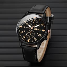 4PCS Men's Business Watches Fashion Leather Band Analog Quartz Watch with Woven Bracelets Set(Without Box)