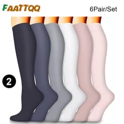FAATTQQ 6Pairs Compression Socks Women Men, Knee High Best Support Circulation Socks for Running, Travel, Flight, Nurse