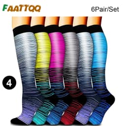 FAATTQQ 6Pairs Compression Socks Women Men, Knee High Best Support Circulation Socks for Running, Travel, Flight, Nurse