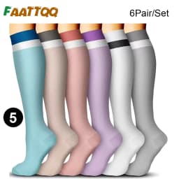 FAATTQQ 6Pairs Compression Socks Women Men, Knee High Best Support Circulation Socks for Running, Travel, Flight, Nurse