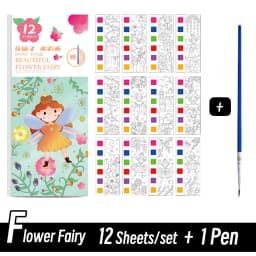 12 Sheets/Set Portable Watercolor Painting Book Coloring Book With Paint Brush Book Kids Graffiti Picture Drawing Stationery