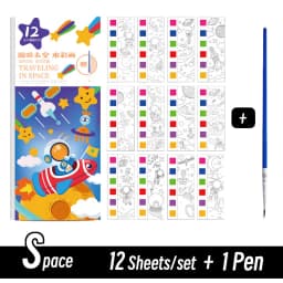 12 Sheets/Set Portable Watercolor Painting Book Coloring Book With Paint Brush Book Kids Graffiti Picture Drawing Stationery