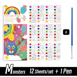 12 Sheets/Set Portable Watercolor Painting Book Coloring Book With Paint Brush Book Kids Graffiti Picture Drawing Stationery