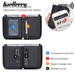 Baellerry RFID Simple Short Men Zipper Wallets Luxury Brand Card Holder Male Wallet Photo Holder Coin Pocket Man Money Clips