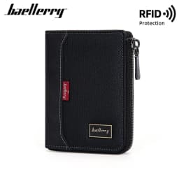 Baellerry RFID Simple Short Men Zipper Wallets Luxury Brand Card Holder Male Wallet Photo Holder Coin Pocket Man Money Clips