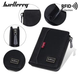 Baellerry RFID Simple Short Men Zipper Wallets Luxury Brand Card Holder Male Wallet Photo Holder Coin Pocket Man Money Clips
