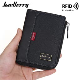 Baellerry RFID Simple Short Men Zipper Wallets Luxury Brand Card Holder Male Wallet Photo Holder Coin Pocket Man Money Clips