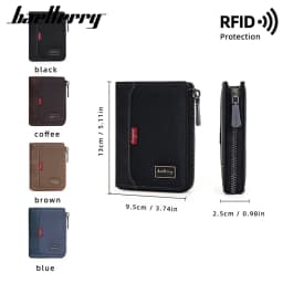 Baellerry RFID Simple Short Men Zipper Wallets Luxury Brand Card Holder Male Wallet Photo Holder Coin Pocket Man Money Clips