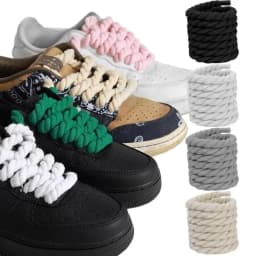 2PCS Round Thick Rope Laces Polyester Cotton High Quality Solid Color Laces 0.8cm120cm Width 10Colors Bold Shoelaces