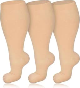 3 Pairs 2XL-7XL Plus Size Compression Men Socks 20-30 mmHg Wide Calf Extra Large Knee High Flight Socks for Circulation Support