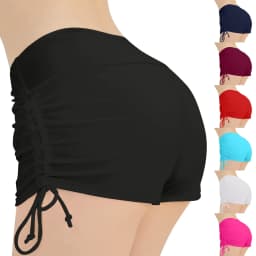 Women Swimsuit Panties Swimwear Beach Shorts High Waist Sides Adjustable Drawstring Stretch Sports Bathing Suit Tankini Bottoms