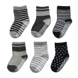 6 Pairs Kids Socks Striped Star Pattern Non-slip Floor Socks For Toddler Baby Boys Socks