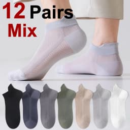 6/12 Pairs Mesh Men Summer Socks Fashionable Breathable With Ear Flaps Anti Foaming Design They Soft Comfortable Casual Socks