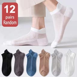 6/12 Pairs Mesh Men Summer Socks Fashionable Breathable With Ear Flaps Anti Foaming Design They Soft Comfortable Casual Socks