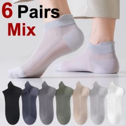 6/12 Pairs Mesh Men Summer Socks Fashionable Breathable With Ear Flaps Anti Foaming Design They Soft Comfortable Casual Socks