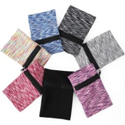 Mini Unisex Cotton Wrist Wallet Pouch with Zipper for Fitness Sports Running Gym Cycling - Secure Coin Purse Band