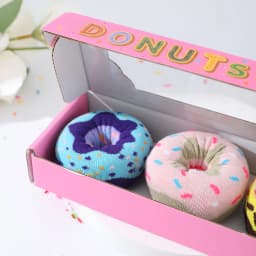 3 pairs of stylish, unique and interesting colorful donut pattern gift socks for men and women for all seasons