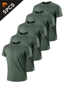 5PCS Men's Solid Color Ultralight Quick Dry Sport T-Shirt, Breathable Lightweight Top For Fitness Training Workout Running Gym