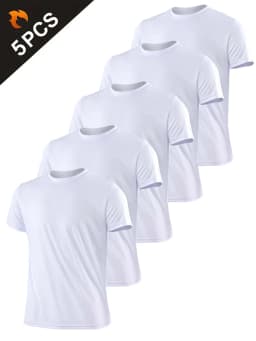 5PCS Men's Solid Color Ultralight Quick Dry Sport T-Shirt, Breathable Lightweight Top For Fitness Training Workout Running Gym